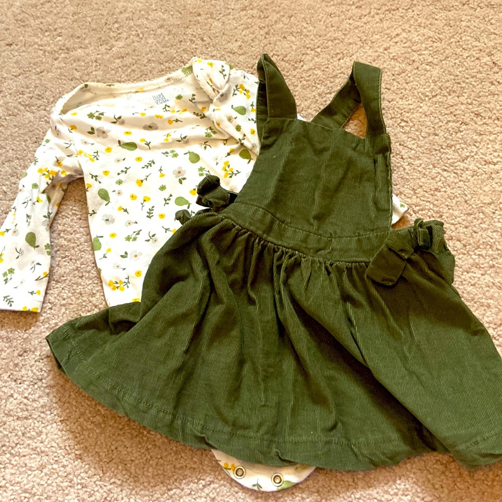 Adorable corduroy dress with matching long sleeve onsie